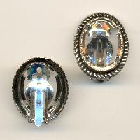 18x13mm Oval Setting Silver Ear Clips